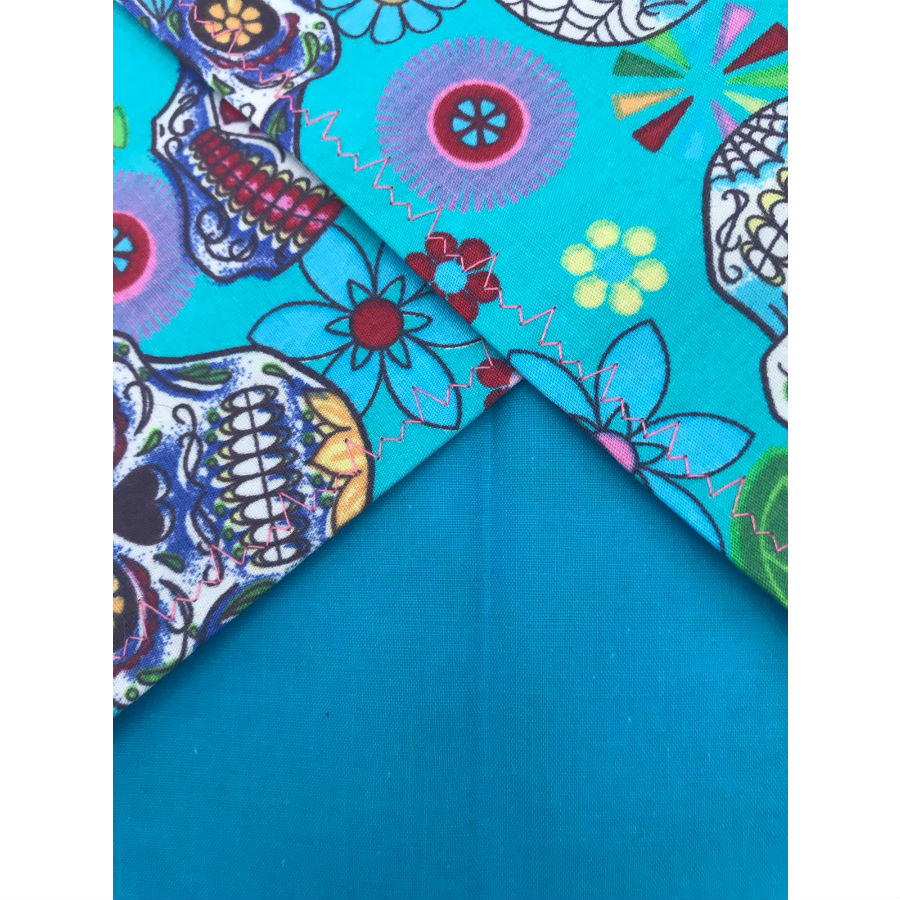 Turquoise sugar skulls dog bandana