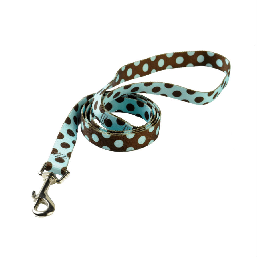 BLUE BROWN POLKA dog lead