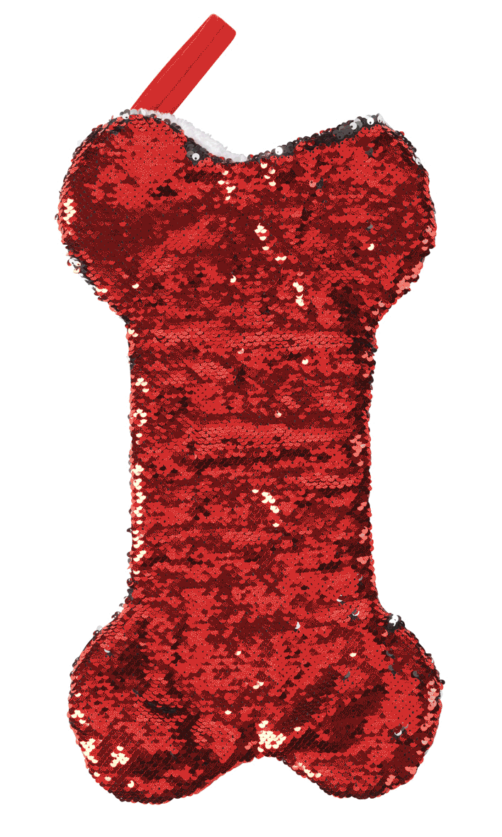 Sequin Christmas Red Bone Stocking